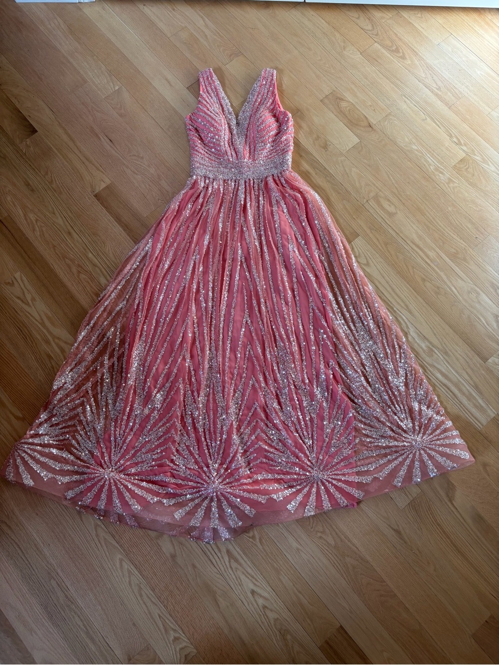 Sparkling Pink V-Neck Sequin Maxi Dress